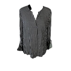 Daniel Rainn Black White Polka Dot Top Size L